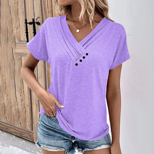 Fashion Women T Shirt Solid Color
