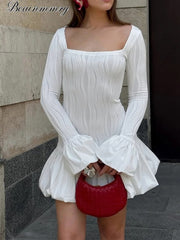 Woman Long Sleeved A-line Dress