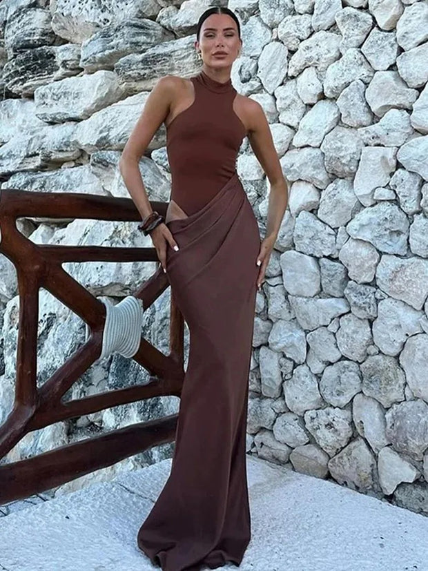 JULISSA MO Satin Sexy Hollow Mini Dress