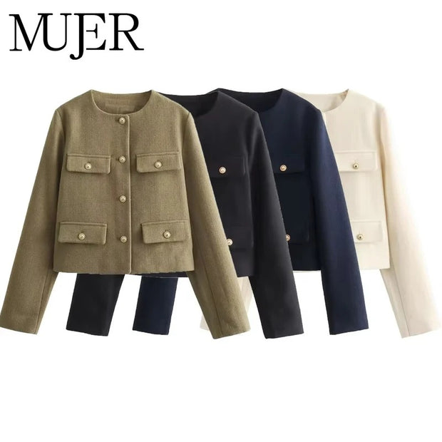 MUJER Tweed Cropped Jacket