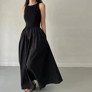 New Summer Simple Elegant Black Long Dress