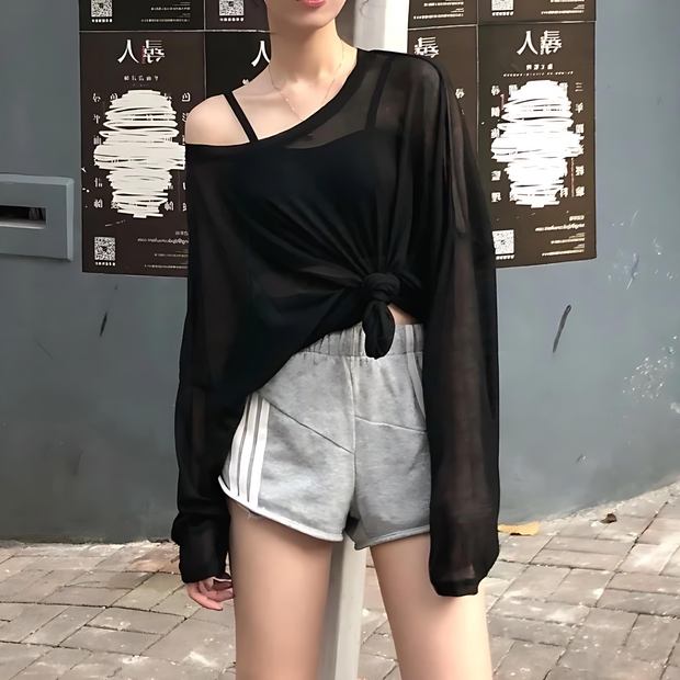Sexy Sheer Baggy T-shirt for Women