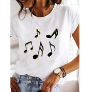 Love Heart Print Women Summer T Shirt Casual Style