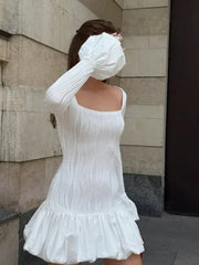 Woman Long Sleeved A-line Dress