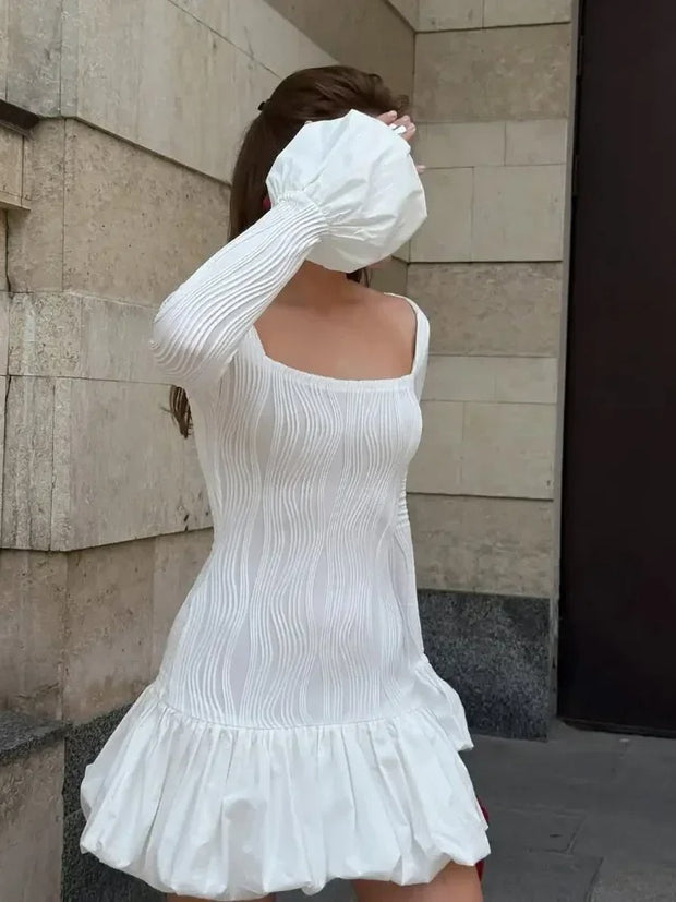 Woman Long Sleeved A-line Dress