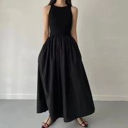  New Summer Simple Elegant Black Long Dress