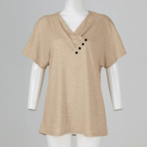 Fashion Women T Shirt Solid Color