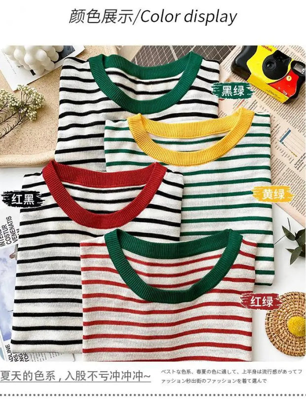 2025 Stripe Tops Women Knitted