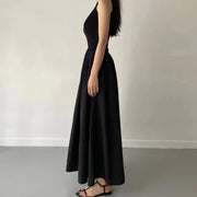  New Summer Simple Elegant Black Long Dress