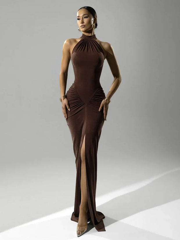 Shop the Mozision Halter Ruched Sleeveless Dress for Women—flattering, stylish, and versatile for parties, dates, and everyday chic looks.