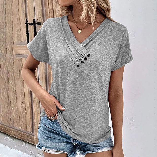 Fashion Women T Shirt Solid Color