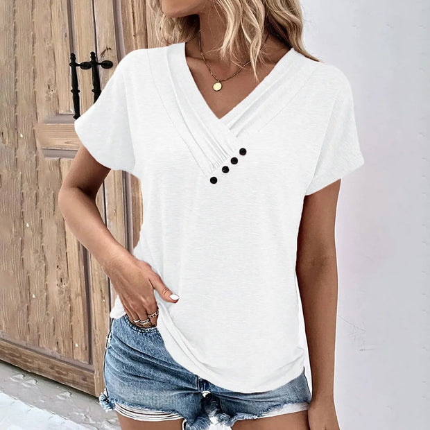 Fashion Women T Shirt Solid Color