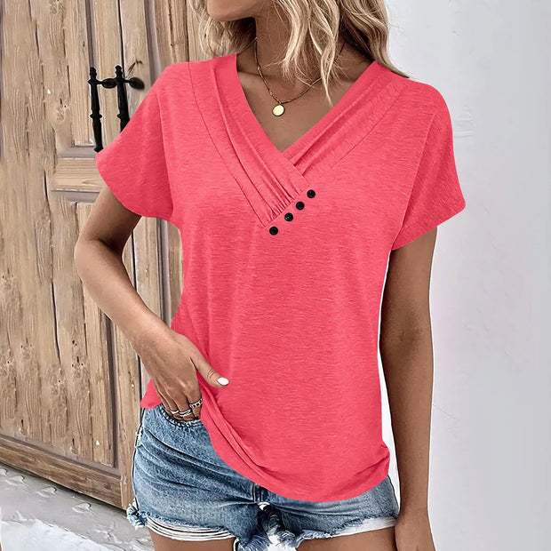 Fashion Women T Shirt Solid Color